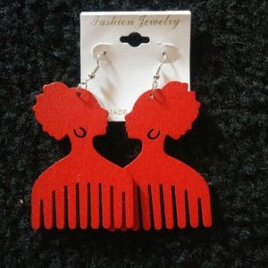 Afro pick earrings